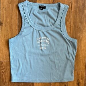 Light Blue Originality Nashville Cropped Tank-Top - XL